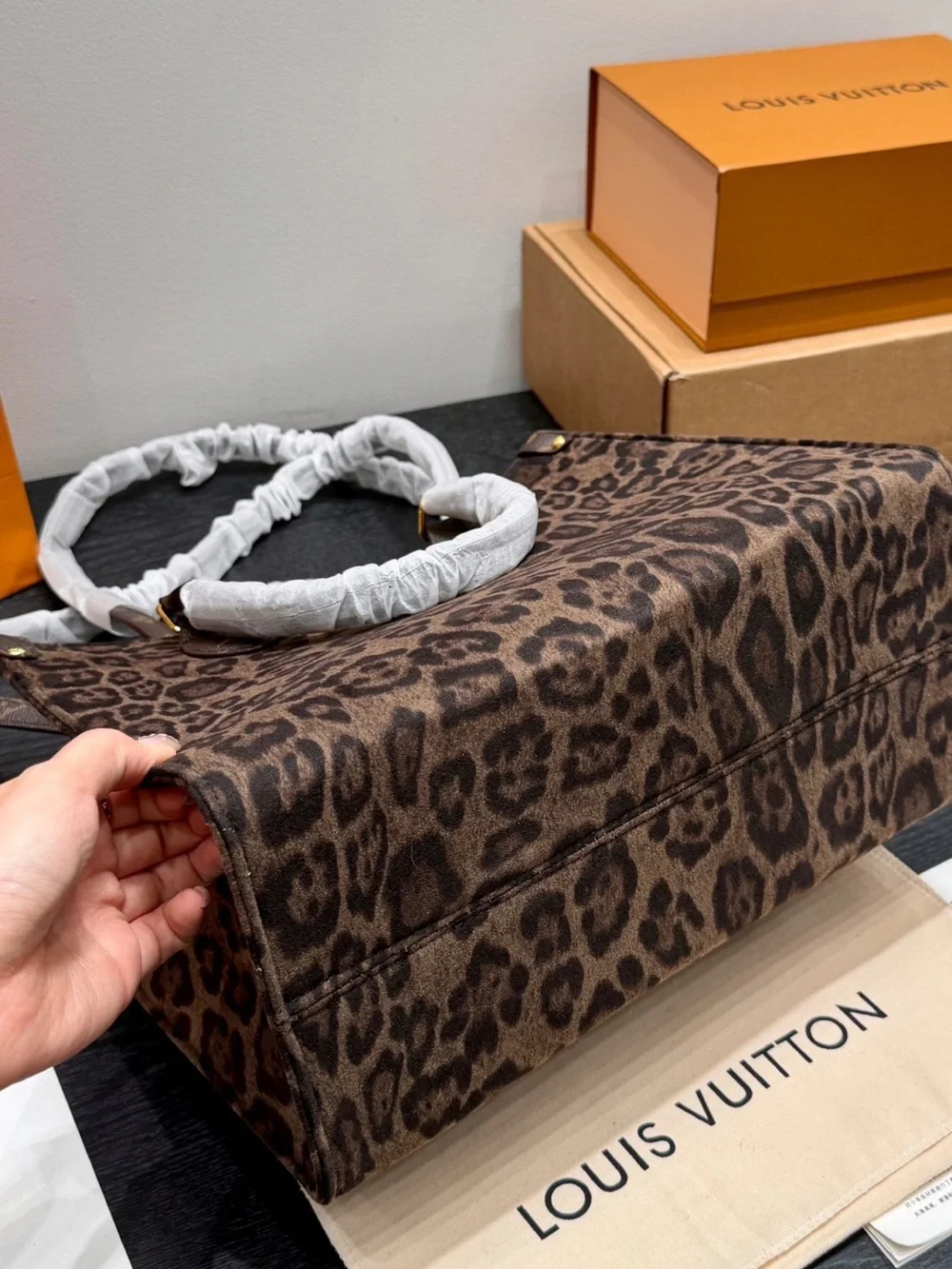 Louis Vuitton Leopard-Print Tote in Brown
